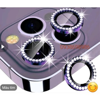 ( màu tím) dán mắt camera đính đá iphone 14 pro max / 14 pro / 14 plus / 14 lấp lánh màu tím