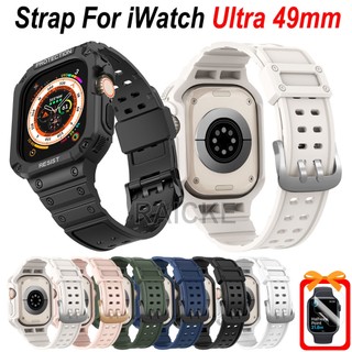 Dây Đeo Silicone Kèm Khung Bảo Vệ Cho iWatch Ultra 49mm