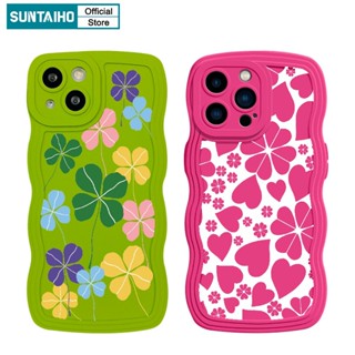 Suntaiho Ốp lưng iphone Silicon TPU Mềm Chống Sốc Họa Tiết Cỏ Bốn Lá Cho iPhone 14 12 11 Pro Max XS X XR XS Max 7 8 Plus