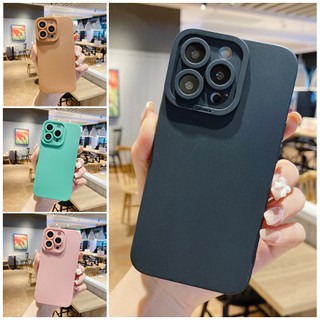 Ốp Điện Thoại Silicon Màu Kẹo Viền Vuông Bảo Vệ Camera Cho iPhone 14 Pro Max / iP 14 Plus