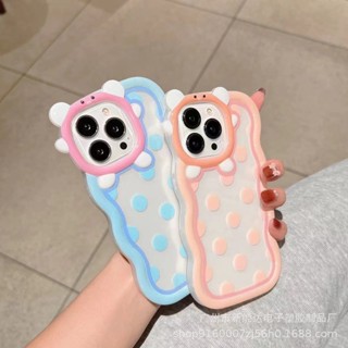 Ốp iphone dẻo Chấm bi hồng pastel viền sóng iphone 7 8 Plus 6 6s Plus 11 13 12 14 Pro MAX XR X XS MAX SE 2020 sa1020