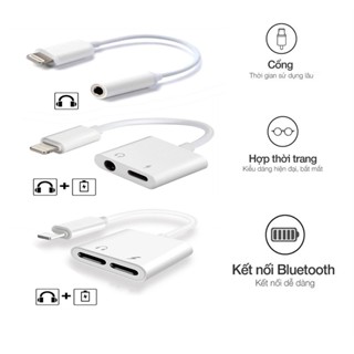 Cáp Chuyển đổi tai nghe 3.5mm có mic + củ sạc nhanh Cổng sang tai nghe cho ip