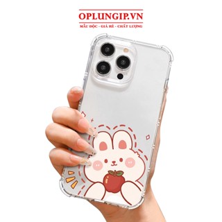 Ốp lưng iphone chống sốc trong suốt sticker thỏ cho iphone 11 13 pro max 14 12 pro max mini x r s max 6 s 7 8 plus