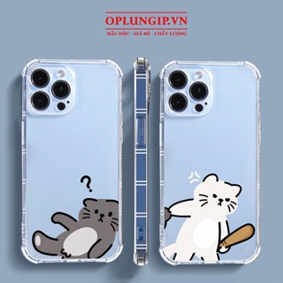 Ốp lưng iphone mèo đanh đá trong suốt viền vuông cho iphone 11 13 pro max 14 12 pro max mini x r s max 6 s 7 8 plus