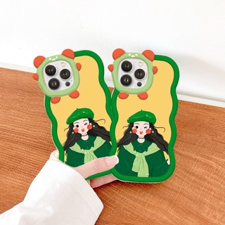 Ốp iphone viền sóng Girl Áo Xanh iphone 7 8 Plus 6 6s Plus 11 13 12 14 Pro MAX XR X XS MAX SE 2020 sa1032