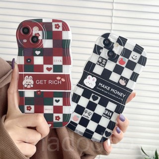 Grid Casing Redmi 12C A1 10C 10A 9C 9A 8 6A 5A Note 12 4G 5G 11S 11 10s 10 Pro 9 9S 8 POCO X4 X5 M3 X3 Pro NFC Waves Edge Cartoon Rabbit Get Rich Make Money Merry Christmas New Year Gift Airbag Protection Clear Soft Phone Case BW 11