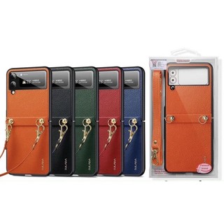 Ốp Lưng Da Sần SULADA Có Dây Đeo Sam Sung Galaxy Z Fold 4, Z Fold 3, Z Flip 4, Z Flip 3 Chống Bám Vân Tay