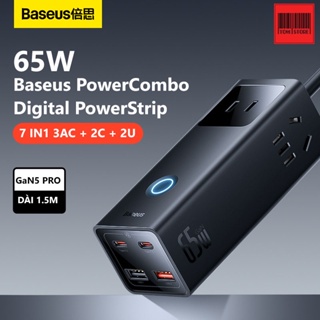 Bộ sạc nhanh 65w tích hợp dây nguồn Baseus PowerCombo Digital PowerStrip 3AC+2U+2C 35W/40W/65W with 1.5m power