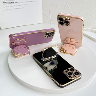 Xiaomi Redmi Note 10 10S 9T 9 9S 8 7 Pro 5G Cho Ốp lưng điện thoại In Hình Hello Kitty Mirror Folding Bracket
