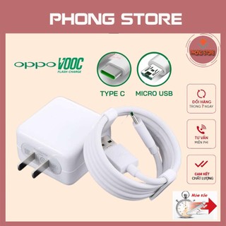 Bộ sạc nhanh oppo, realme r15 chuẩn sạc vooc 3.0 chân Type C và Micro USB - Phong store