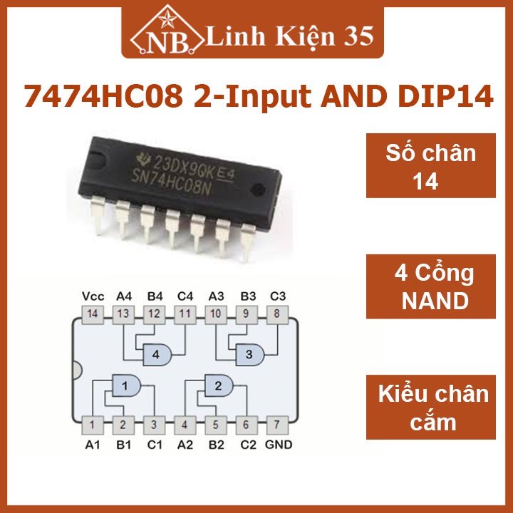 IC 74HC08 2-Input AND DIP14