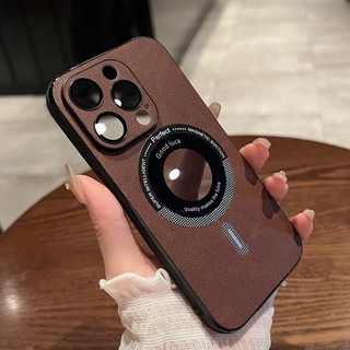 Ốp Điện Thoại Da Có Màng Bảo Vệ Ống Kính Máy Ảnh Cho compatible for iPhone 12 Pro Max 13 Pro Max 14 Pro Max