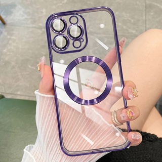 Ốp Điện Thoại Silicone Trong Suốt Có Nam Châm Cho iPhone 14 13 Pro Max