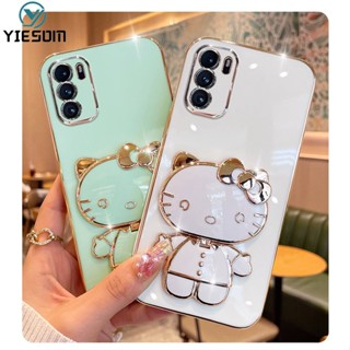 Ốp Điện Thoại Silicone Mềm Chống Sốc Có Giá Đứng In Hình Hello Kitty Hoạt Hình Cho OPPO Reno 6 6Z 5 4 5F 4F 2F 4G 5G