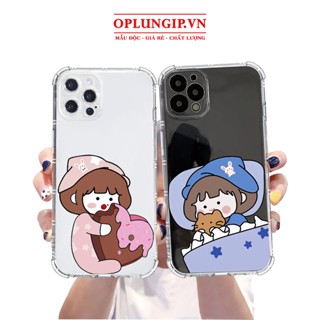 Ốp iphone silicon dẻo bảo vệ camera bé gái dễ thương cho iphone 11 13 pro max 14 12 pro max mini x r s max 6 s 7 8 plus