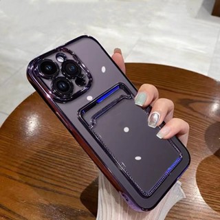 Ốp iPhone 14 13 12 11 Pro max 14 plus case ốp lưng iphone 14 13 12 11 promax Silicon Dẻo Tráng Gương Trong Suốt Sang Trọng Kèm Ngăn Đựng Thẻ Cho Ốp Điện Thoại iP 14 plus 13 11 12 14 Pro Max