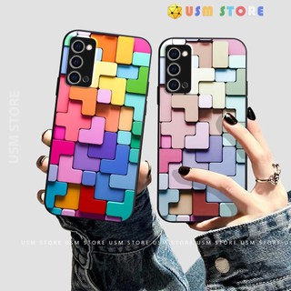 Ốp lưng OPPO F17 PRO / RENO4 LITE / A93 / RENO 4F / OP-RENO 4, viền vuông bảo vệ camera, in hình khối màu sắc 3D