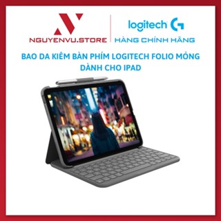 Bao da kèm bàn phím Logitech Slim Folio mỏng dành cho iPad Gen 10 - Hàng chính hãng