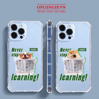 Ốp iphone dẻo có bảo vệ màn hình chó đọc tin tức cho iphone 11 13 pro max 14 12 pro max mini x r s max 6 s 7 8 plus