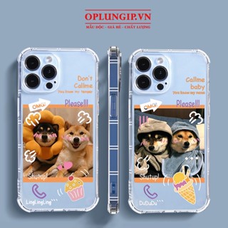 Ốp iphone chó video call cạnh vuông bảo vệ màn hình cho iphone 11 13 pro max 14 12 pro max mini x r s max 6 s 7 8 plus