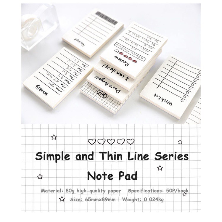 Tệp 80 giấy note basic trắng kiểu hàn