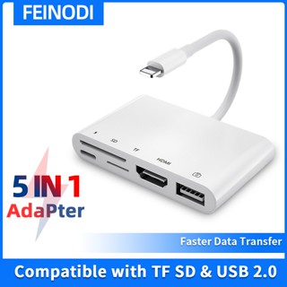 Feinodi Cáp To HDMI Bộ Chuyển Đổi Cho Phone Pad Full HD 5 trong1 jack chuyển đổi Có thể lắp thẻ SD, TF Không cần nguồn đ