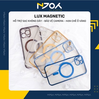 Ốp Trong Suốt Lux Magnetic Viền Màu Hỗ Trợ Sạc Không Dây Bảo Vệ Camera Cho iP13 Pro Max 12 Pro Max 11 Pro Max Njoyshop