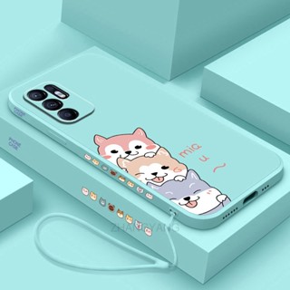 Ốp Điện Thoại Silicone TPU Mềm Họa Tiết Cún Đáng Yêu Có Dây Đeo Cho oppo reno 6 4g reno 6 5g