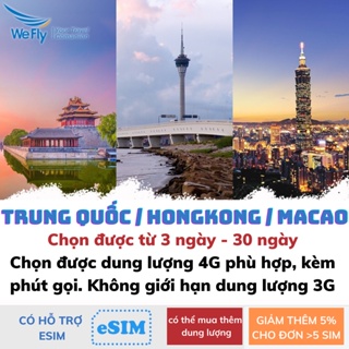 Sim du lịch Trung Quốc HongKong Macao tốc độ cao 4G không chặn Facebook Google