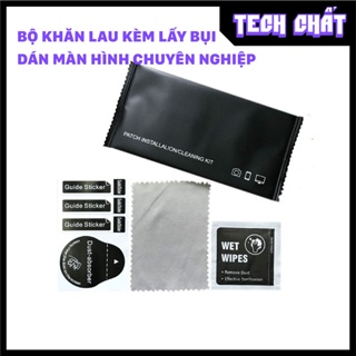 Bộ khăn lau kèm sticker lấy bụi dán cường lực màn hình điện thoại smartphone chuyên nghiệp