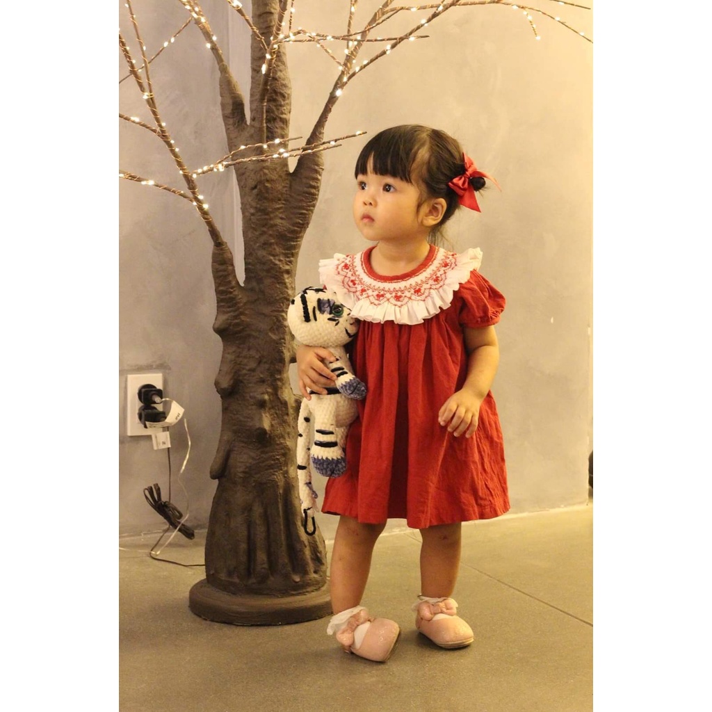ĐẦM SMOCK BÈO ĐỎ