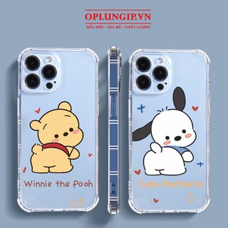 Ốp iphone gấu Pooh và Pochacco bảo vệ camera cho iphone 11 13 pro max 14 12 pro max mini x r s max 6 s 7 8 plus