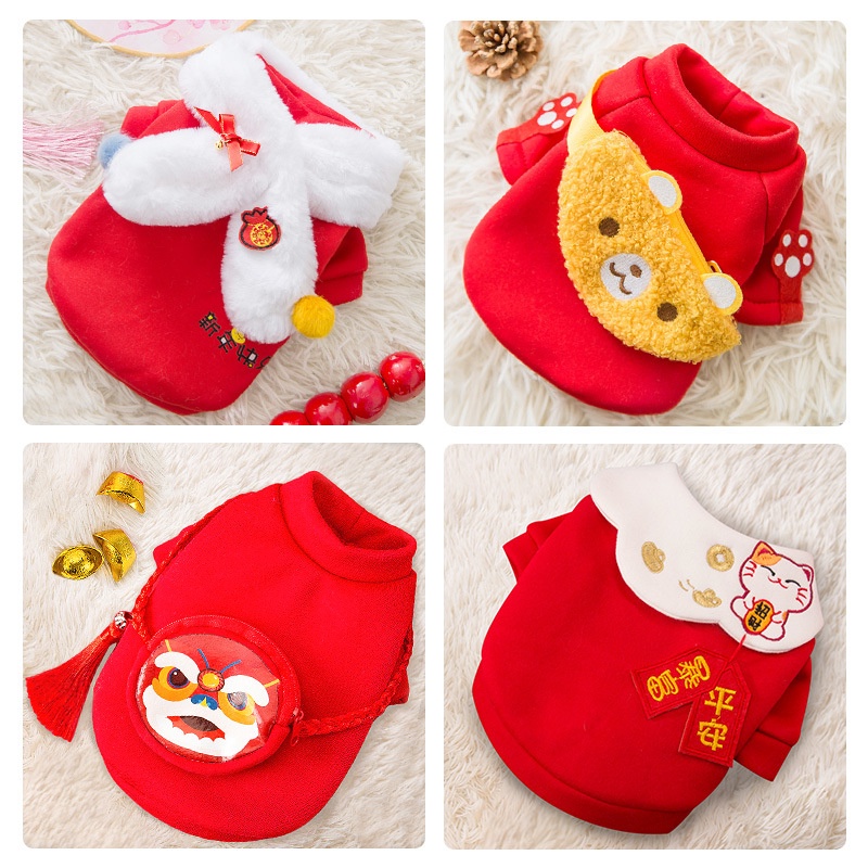 Áo sweater HIPIDOG thiết kế mừng năm mới thời trang thu đông xinh xắn dành cho thú cưng