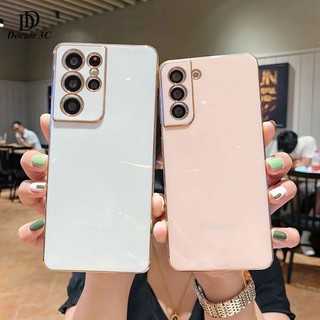 Ốp Điện Thoại Viền Vuông TPU Mềm Mạ Điện Kèm Phim Bảo Vệ Lens Cho Samsung ss Galaxy S23 Ultra Plus S23 + 4G 5G 2022