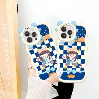 Ốp lưng iphone Baby caro xanh viền sóng iphone 7 8 Plus 6 6s Plus 11 13 12 14 Pro MAX XR X XS MAX SE 2020 sa1016