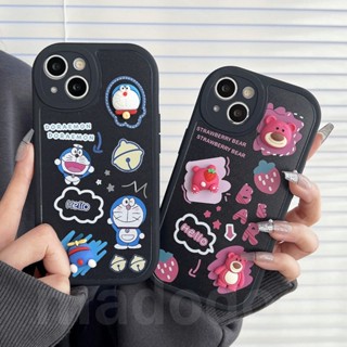 3D Doll Casing Redmi 12C A1 A2 10 10C 10A 9A 9C 9T Note 12 11 11S 10S 9S 9 Pro 8 7 2022 4G 5G POCO X5 X3 NFC K20 Cute Cartoon Oval Doraemon Strawberry Bear Black Fine Hole Airbag Shockproof Tpu Soft Phone Case XPN 27