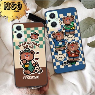Ốp Oppo Reno 7 / Reno 7Z / Reno 8 / Reno 8Z In Hình Họa Tiết Ca Rô Gấu Siêu Cute Dễ Thương Đẹp Hot Trend 2023