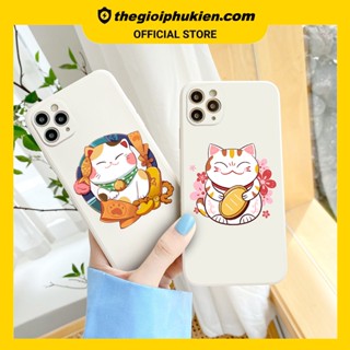 Ốp iphone - Ốp lưng iphone cạnh vuông bảo vệ camera Mèo may mắn cute dành cho ip 6 đến 14promax - ng505
