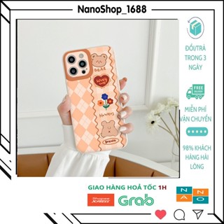 Ốp Lưng iPhone Cạnh Vuông, Bảo Vệ Camera Bear Kute iP 7,8Plus,xs,xs,xsmax,11,pro,promax,12,pro,promax,13,pro,promax