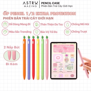 Ốp trái cây AstroMazing bảo vệ cho Apple Pencil 1 và 2 , vỏ silicon, cover pencil silicone trái cây cà rốt dâu