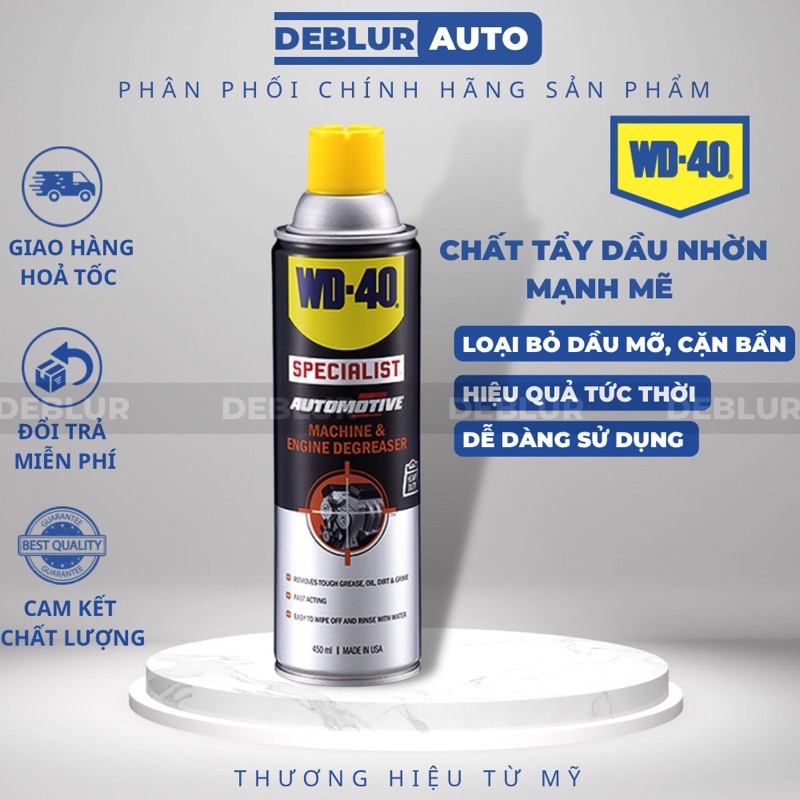 Chất tẩy nhờn dầu mỡ mạnh mẽ WD-40 450ml Machine & Engine Degrease