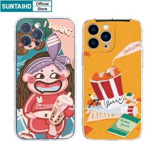 Suntaiho Ốp lưng iphone Ốp Điện Thoại họa tiết cô gái/ thức ăn thích hợp cho iPhone 11 Pro Max 12 13 14 Pro XR XS Max 7 Plus 8 Plus