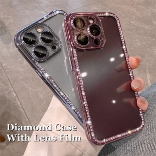 Ốp Điện Thoại TPU Mềm Trong Suốt Đính Kim Cương Sang Trọng Cho iPhone 11 12 Pro MAX 13 14 Pro MAX 14 Plus