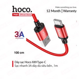 Cáp sạc nhanh Hoco X89 dây dù chống rối đồng bộ dữ liệu cao cho Smartphone dài 1M ( Đỏ )