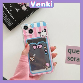 For iPhone 14 Pro Max Card Holder Case Clear Card Storage Back Cover Cute Pink Cartoon Bow Camera Protection Shockproof For iPhone 14 13 12 11 Plus Pro Max 7 Plus X XR