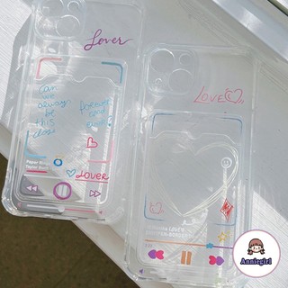 Ốp Điện Thoại TPU Mềm Chống Sốc Kèm Ngăn Đựng Thẻ Hoạ Tiết Trái Tim Cho IPhone 14 13 12 11 Pro Max 14 Pro Max