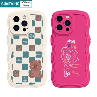 Suntaiho Ốp lưng iphone Ốp điện thoại họa tiết trái tim/ gấu caro thích hợp cho iPhone 14 12 13 11 Pro Max XS X XR XS Max 7 8 Plus