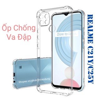 Ốp Lưng Realme C21y / C25y Dẻo Trong Suốt Chống Va Đập Có Gù Bảo Vệ 4 Gốc Silicon