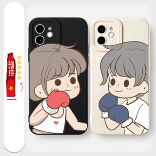 Ốp lưng iphone viền vuông 7+/8 plus, X, XSMAX, 11, 12, 13, 14 PROMAX BÉ TRAI GÁI BOXING CỰC CUTE