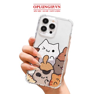 Ốp iphone Đàn mèo silicon dẻo cạnh vuông cho iphone 11 13 pro max 14 12 pro max mini x r s max 6 s 7 8 plus